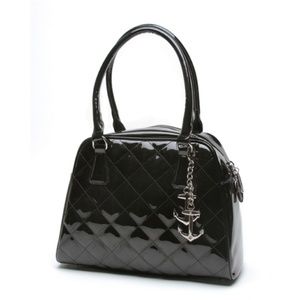 Black quilt patent leather purse